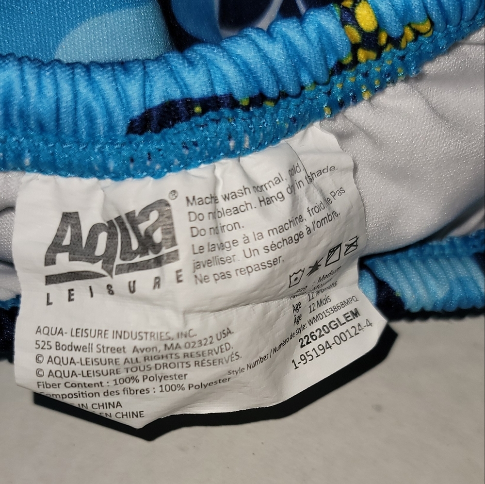 Aqua Leisure swim diaper bottom sz M 12 months blue w shark fish ocean design - Picture 3 of 7